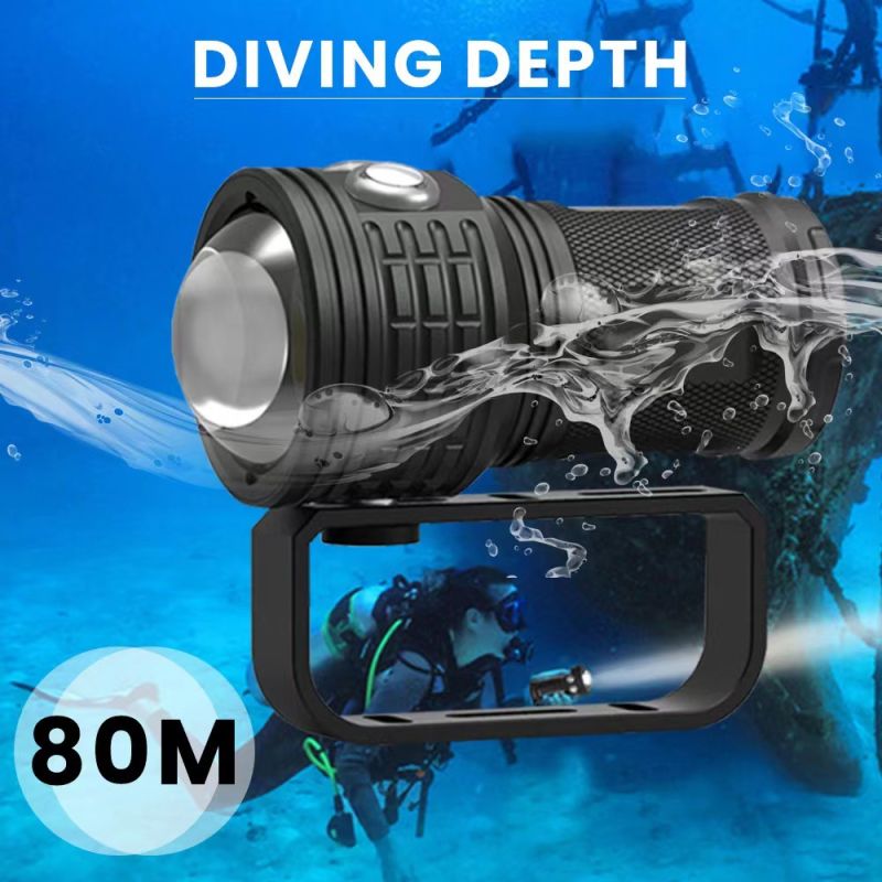 B12 LED Diving Flashlight Bright Dive Light for Underwater Photography IPX8 Waterproof Scuba Dive Lantern
