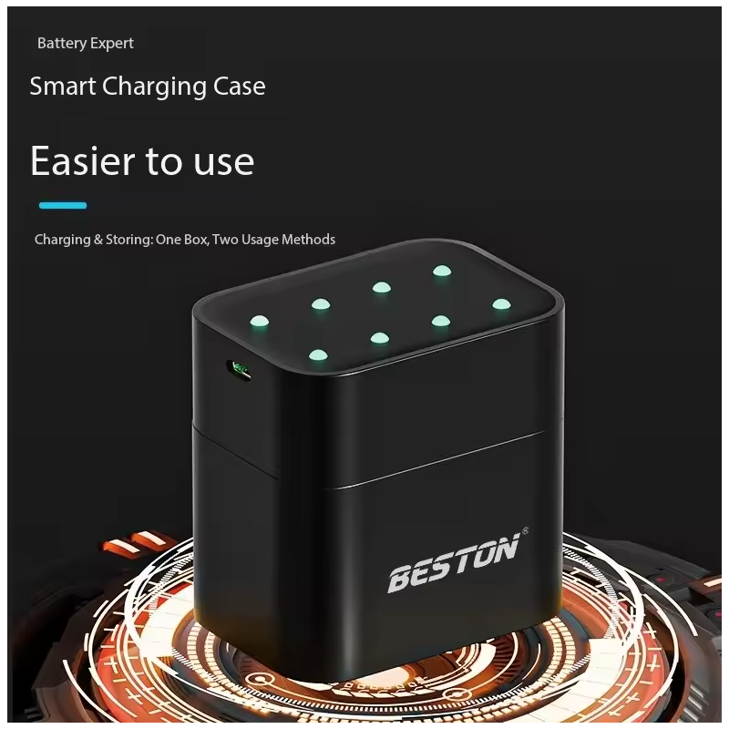 Beston Smart Battery Charger 8 Slots AA with 3600mWh 1.5V Rechargeable Lithium Battery Fast Charging Battery Charger Set