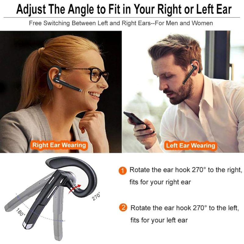 Wireless Headset Business Earpiece Built-in Mic Noise Cancelling Headphone 5.3 Handsfree Sports Earphone