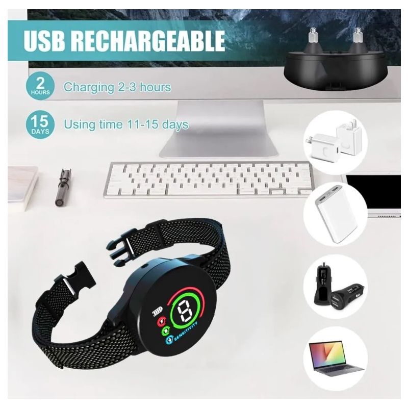 Smart Automatic Anti Barking Dog Collar Rechargeable Design with Intelligent Bark Recognition Humane Solution