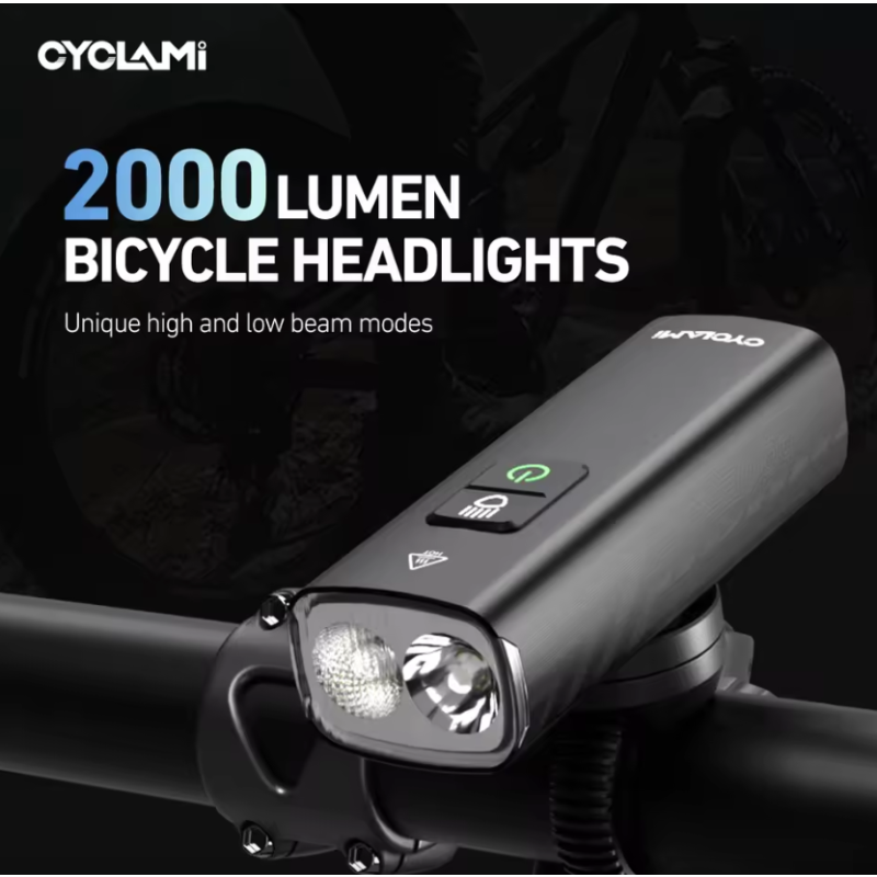 CYCLAMI Bike Headlight BR2000 Bicycle Front Light Type-C MTB Road Highlight Lamp Handlebar Cycling Lights