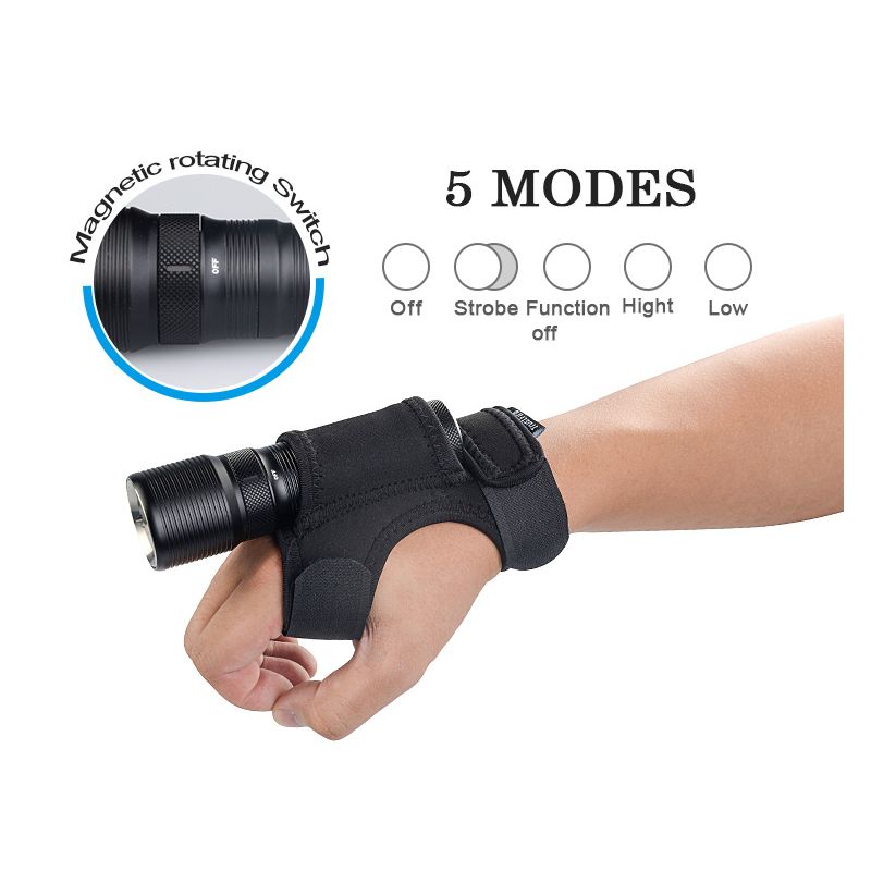 TrustFire TR-DF008 LED Diving Flashlight 700 Lumens 3-Mode Magnetic Switch Durable IPX8 Waterproof Flashlight