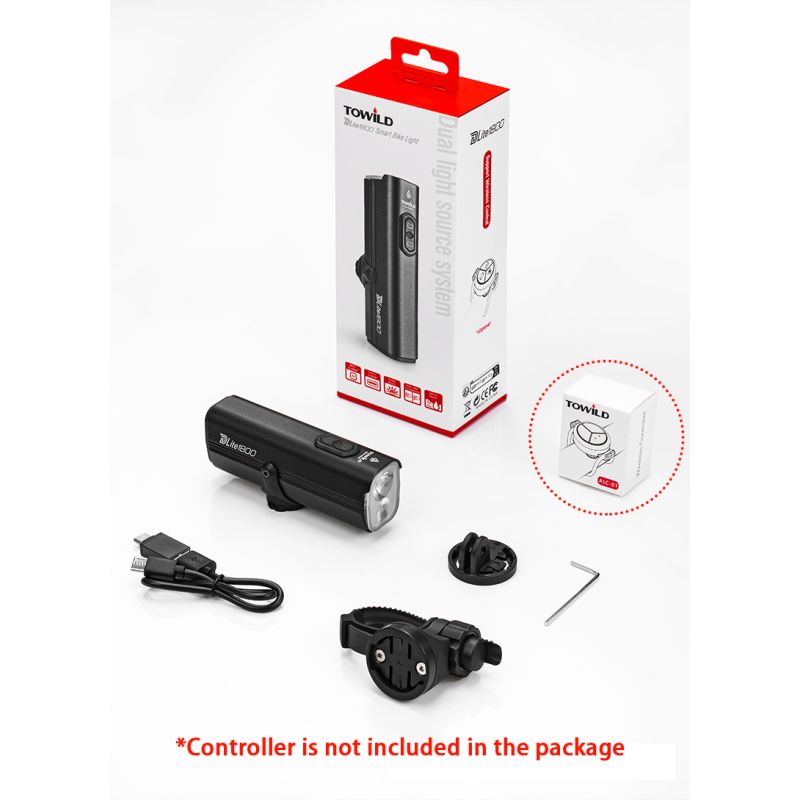 TOWILD DLite 1800 USB Rechargeable Bike Light 2100 Lumens Waterproof Headlight Cycling Safety 5000mAh Battery