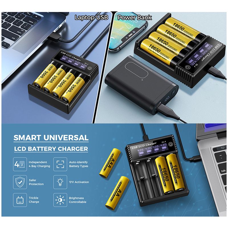USB LCD Battery Smart Charger Efficient Charger for 18650 AA AAA Batteries with LCD Display Versatile and Portable