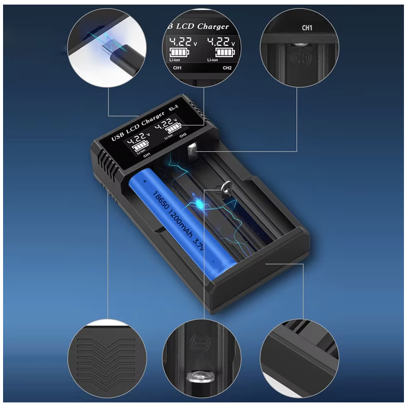 USB LCD Battery Smart Charger Efficient Charger for 18650 AA AAA Batteries with LCD Display Versatile and Portable