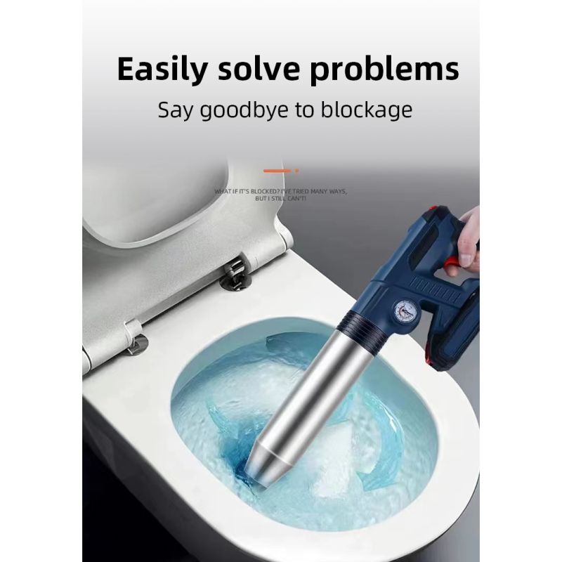 Electric Sewer Dredge Tools with Clogged Toilet Plungers and Air Drain Blaster Gun for Efficient Plumbing Solutions