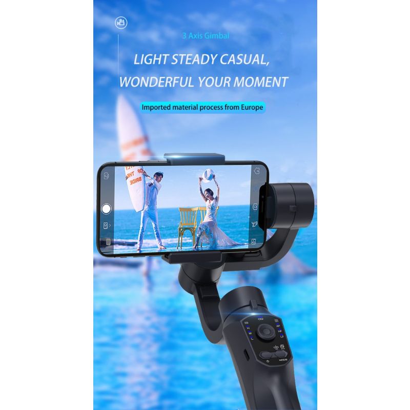 F10 Pro Stabilizer 3-Axis Phone Gimbal for Mobile Filmmaking with Smartphone Compatibility and Face Recognition