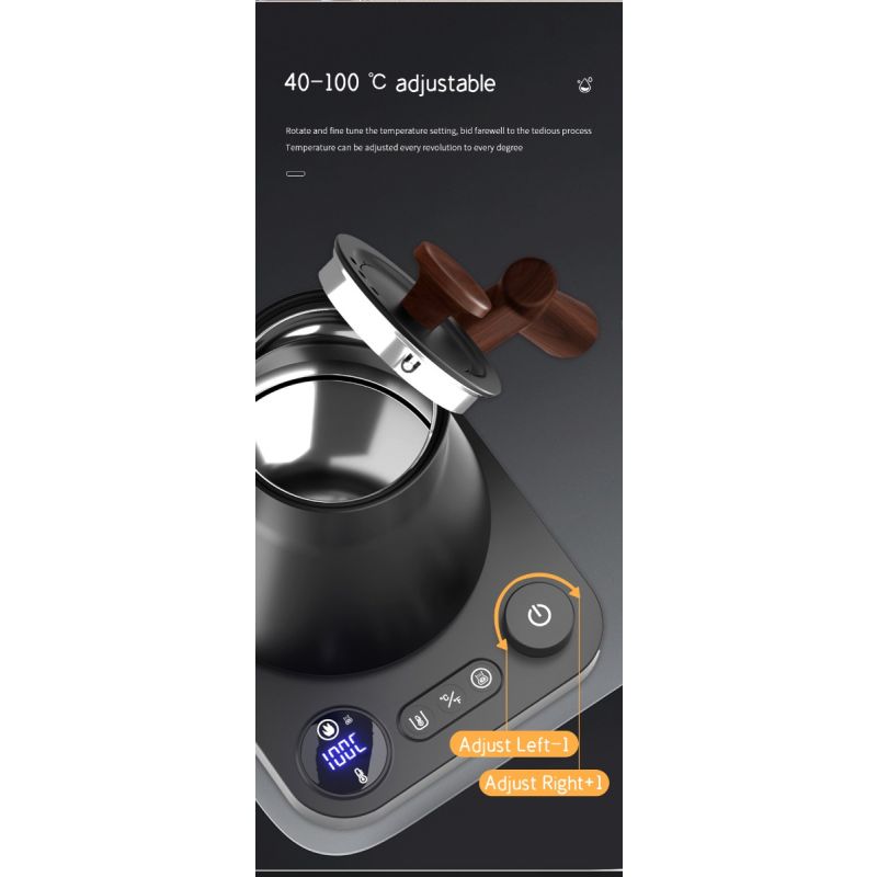 Electric Gooseneck Kettle Real-Time Temperature Control 1200-Watt Quick Heating Safe Design Precision Pouring