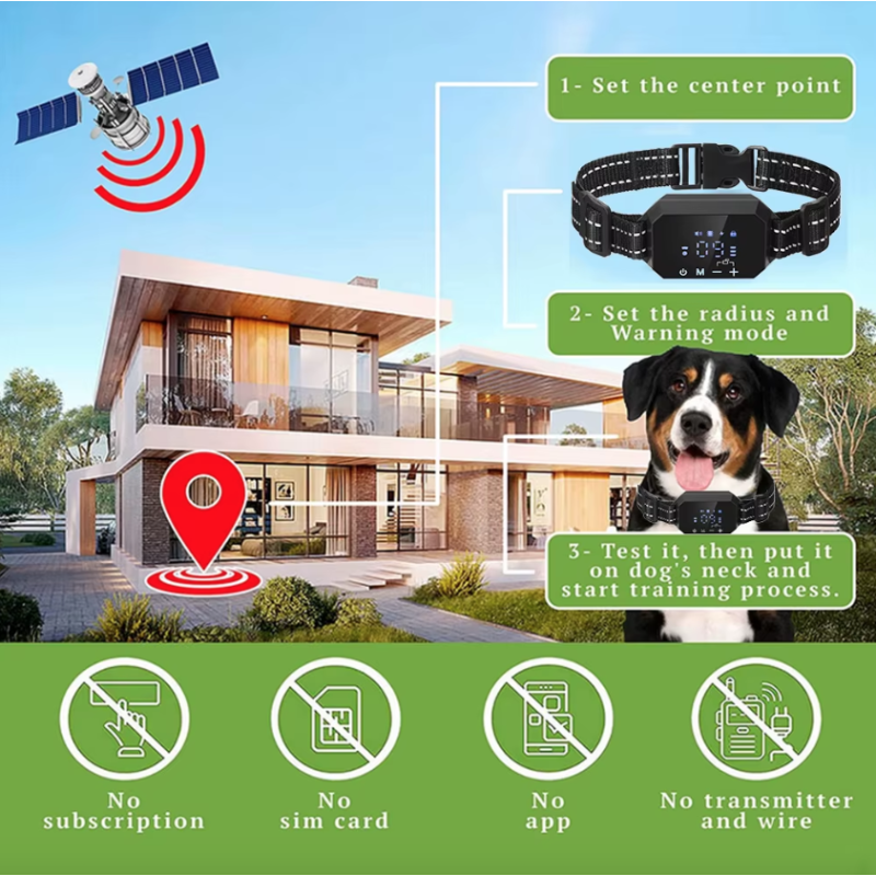 GPS Wireless Dog Fence with Adjustable Warning Strength and Humane Training Modes Range 100 to 3300 Ft
