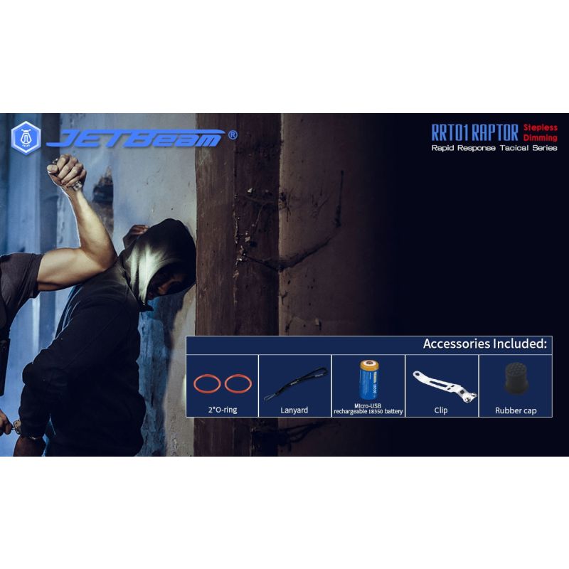 JETBeam JET-RRT01 XP-L 950 Lumen LED EDC Flashlight Durable Outdoor Lighting for Camping Hiking