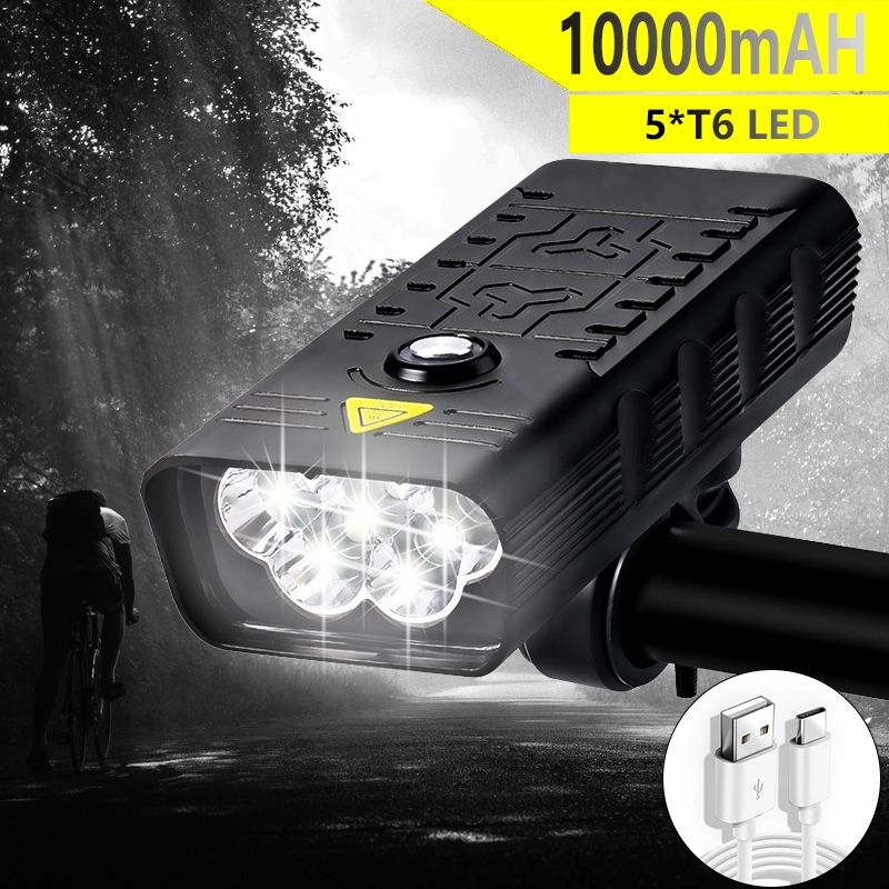 TK5 Bicycle Front Lights 5000 Lumens USB Rechargeable Waterproof Super Bright with Multiple Modes for Cycling