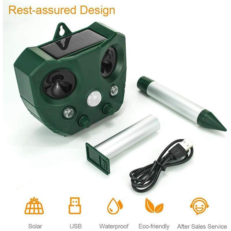 Eco-Friendly Ultrasonic Animal Repeller Solar Power Deer Cat Dog Deterrent Outdoor Pest Control Safe Gardening
