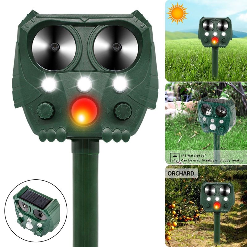Eco-Friendly Ultrasonic Animal Repeller Solar Power Deer Cat Dog Deterrent Outdoor Pest Control Safe Gardening