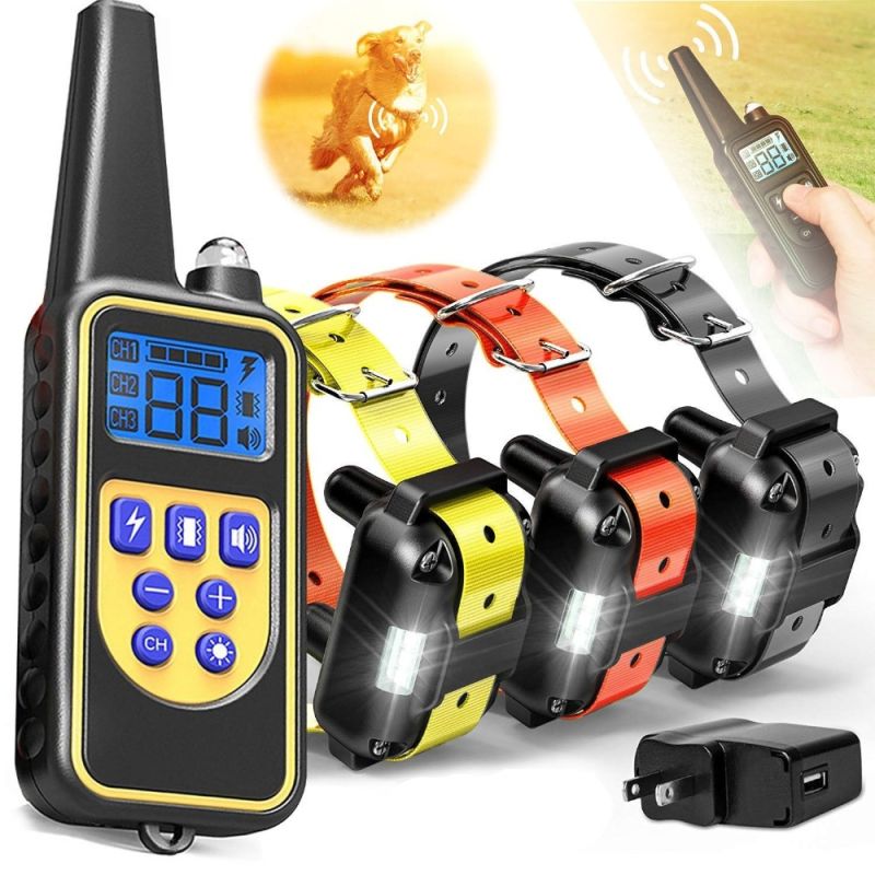 800yd Electric Remote Dog Training Collar Waterproof Rechargeable Adjustable Levels for All Size Dogs