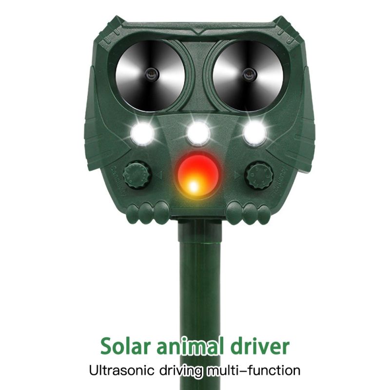 Eco-Friendly Ultrasonic Animal Repeller Solar Power Deer Cat Dog Deterrent Outdoor Pest Control Safe Gardening