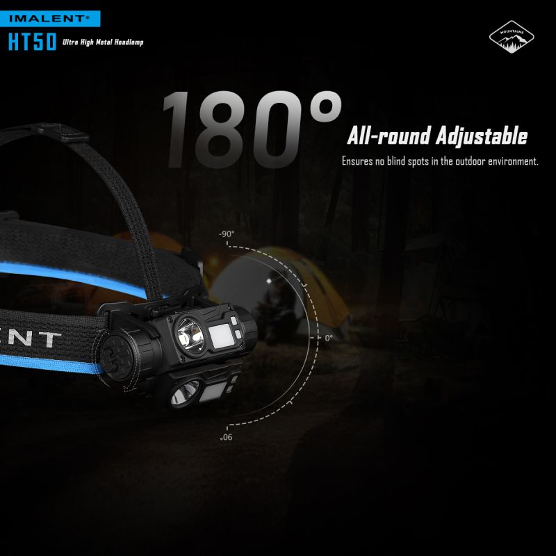 IMALENT HT50 LED Adventure Headlamp Dual Light Sources Rechargeable Lightweight Design High Lumen Output