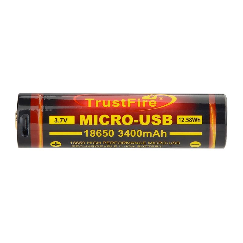 TrustFire 18650 3400mAh Micro USB Rechargeable Li-ion Battery High Capacity Eco-Friendly Power for Electronics
