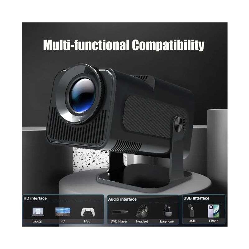 HY320 Android 11 Projector Compact 4K Native 390 ANSI Lumens Dual Wifi6 Bluetooth 5.0 Home Outdoor Cinema