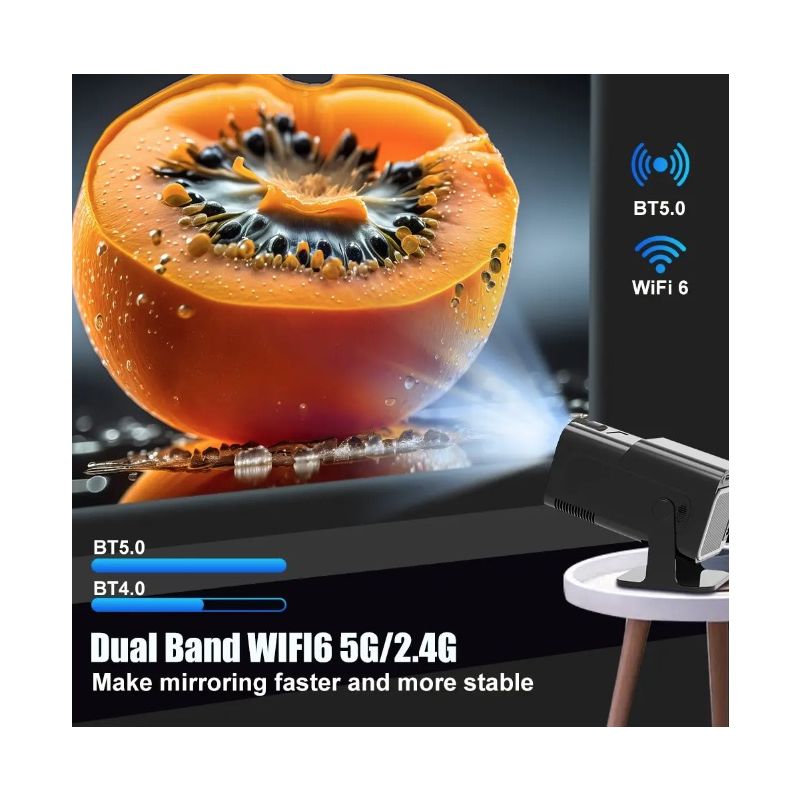 HY320 Android 11 Projector Compact 4K Native 390 ANSI Lumens Dual Wifi6 Bluetooth 5.0 Home Outdoor Cinema