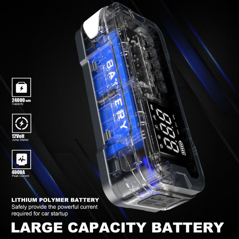 Jump Starter Power Bank Portable Charger with 2000A Peak Current Compact Design for Car Battery Troubles