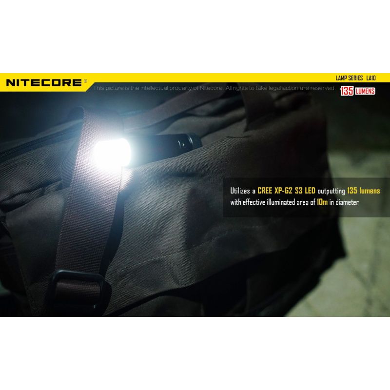 Nitecore LA10 Mini EDC Flashlight 135 Lumens Premium Nichia XP-G2 S3 LED Twist-to-Activate Design Camping