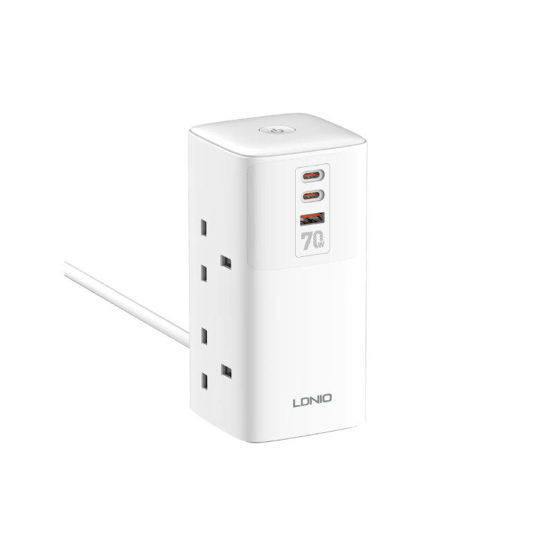 LDNIO Tower Multi Tap Cube Power Strip Outlets 70W Charging Stations 4 Outlet Line Filter UK US EU Type Plug To Universal Adapter