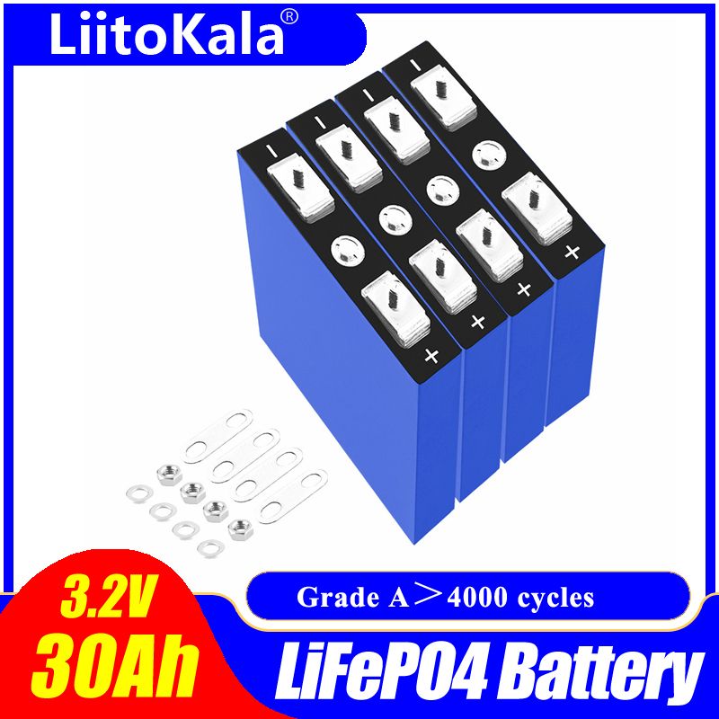LiitoKala 3.2V 30Ah Lifepo4 Battery Pack 4S 12.8V High Density for Electric Vehicles Solar Long Cycle Life