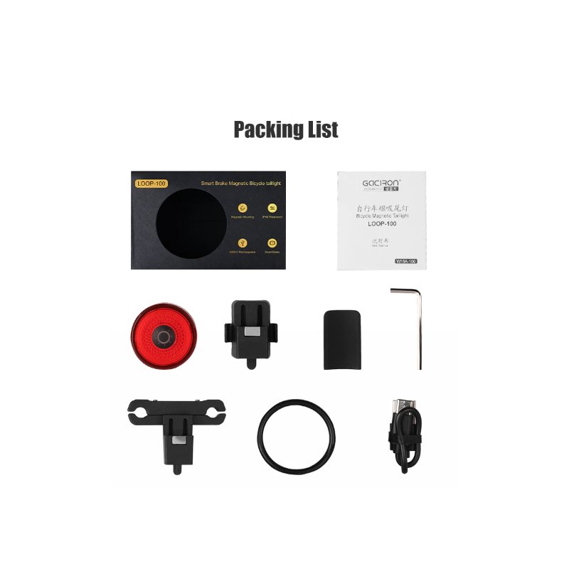 Gaciron LOOP-100 High Brightness Bike Tail Light Brake Sensor Aluminum Alloy for Urban and Trail Cycling