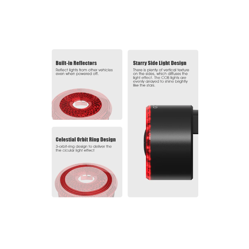 Gaciron LOOP-100 High Brightness Bike Tail Light Brake Sensor Aluminum Alloy for Urban and Trail Cycling