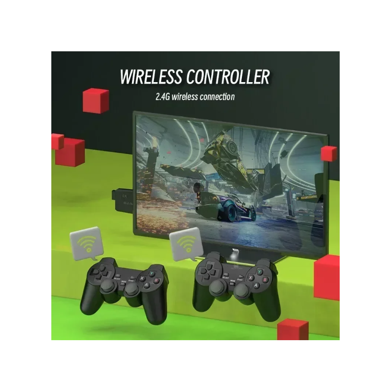 M8 Video Game Console with Dual 2.4G Wireless Controllers 10000 Retro Games Library PS1 Atari 64G Model