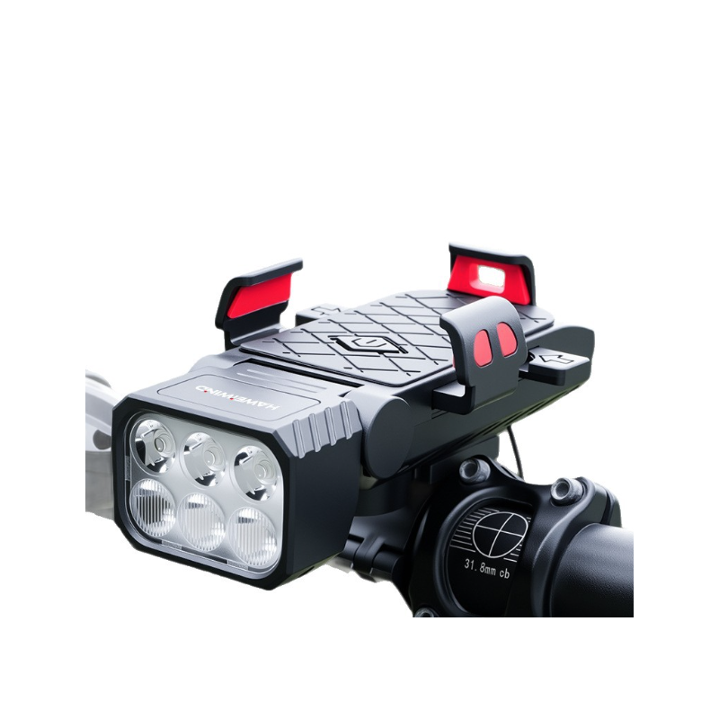 Bicycle Front Light with Horn & Phone Holder Cycling Bicycle Headlight Multifunctional Phone Holder Lamp Cycling Accessories