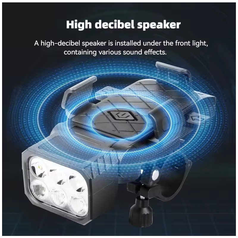 Bicycle Front Light with Horn & Phone Holder Cycling Bicycle Headlight Multifunctional Phone Holder Lamp Cycling Accessories