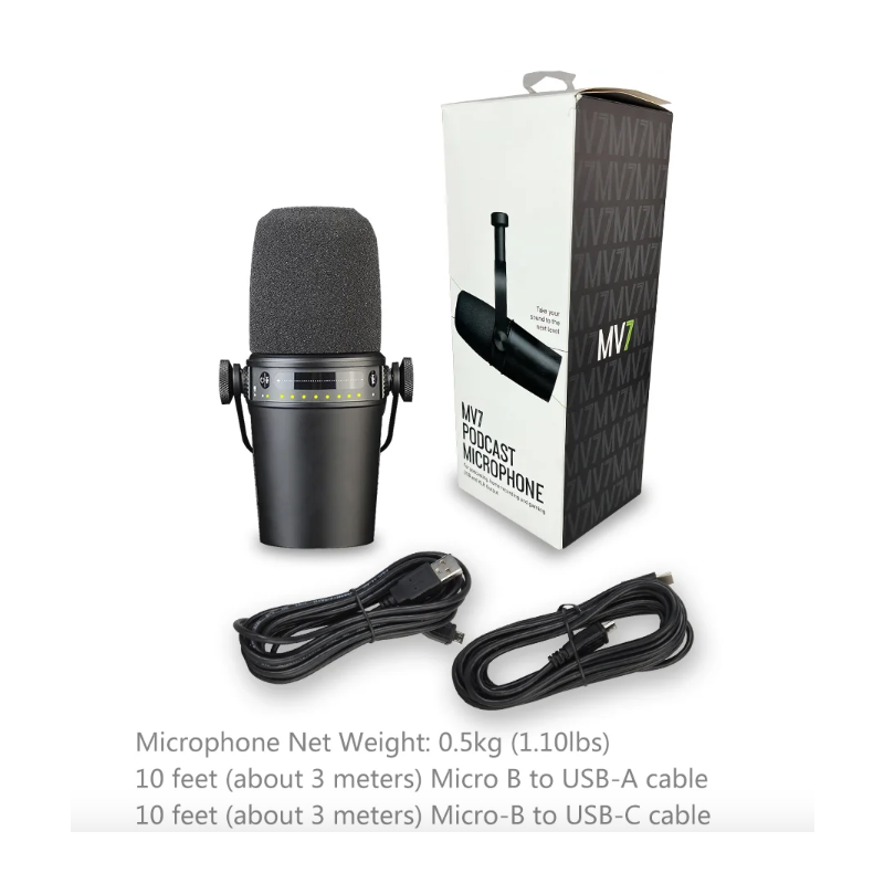 MV7 Professional Dynamic Microphone for Podcasting Live Streaming and Recording High-Quality Sound