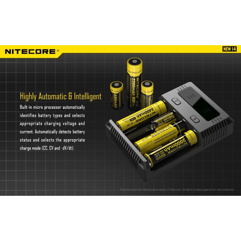 Nitecore NEW I4 Li-ion Battery Charger User-Friendly Efficient Output Smart Charging for Li-ion NiMH Compatibility