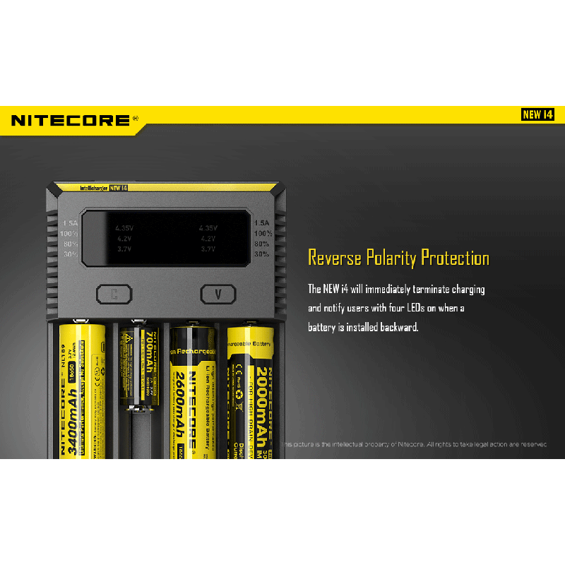 Nitecore NEW I4 Li-ion Battery Charger User-Friendly Efficient Output Smart Charging for Li-ion NiMH Compatibility