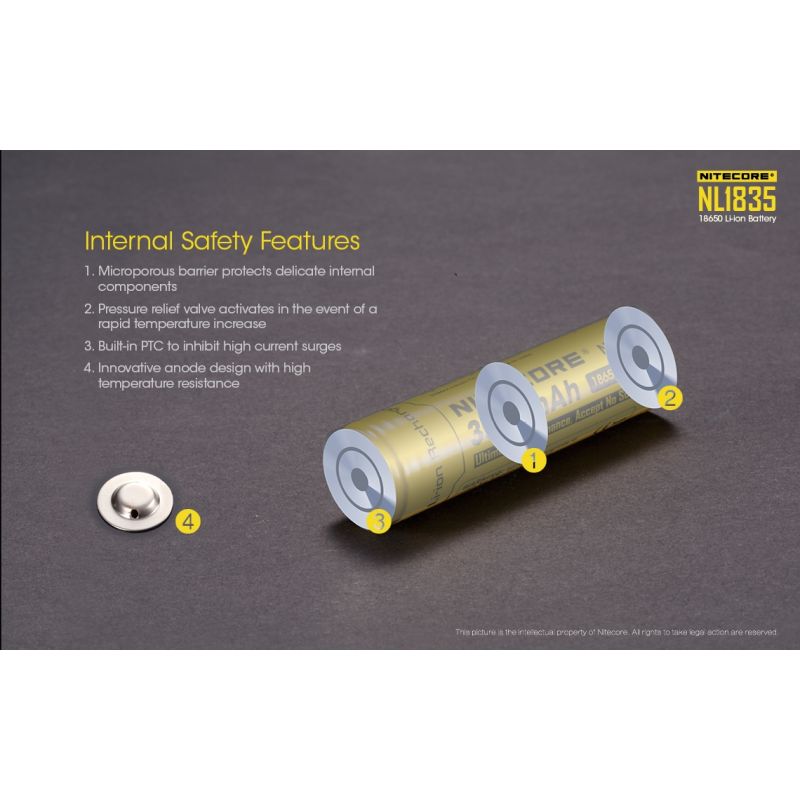 Nitecore 18650 NL1835 3500mAh Li-ion Rechargeable Battery for Long-lasting Power and Reliable Performance