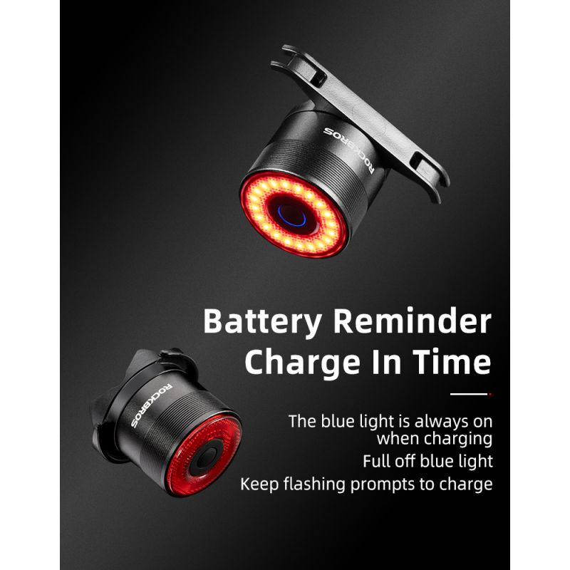 ROCKBROS Q3 Bike Tail Light with Smart Brake Sensor IPX6 Waterproof for MTB and Road Cycling Safety