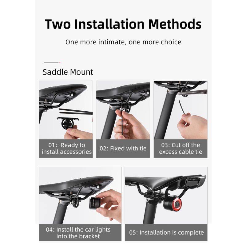 ROCKBROS Q3 Bike Tail Light with Smart Brake Sensor IPX6 Waterproof for MTB and Road Cycling Safety