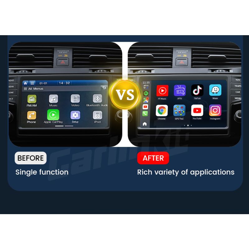 CarlinKit CarPlay Ai Box QCM6125 Android 13 Seamless Multitasking with Factory-Installed CarPlay Streaming