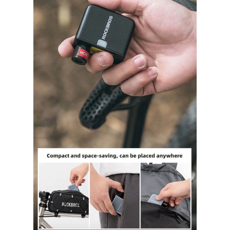 ROCKBROS Portable Mini Electric Air Pump 100PSI Rechargeable Durable Bike Motorcycle Car Tire Inflator