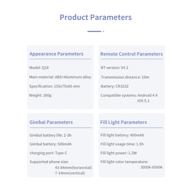 Q18 Selfie Stick with 360 Rotation and Smart Tracking Gimbal Stabilizer for Stable Mobile Photography