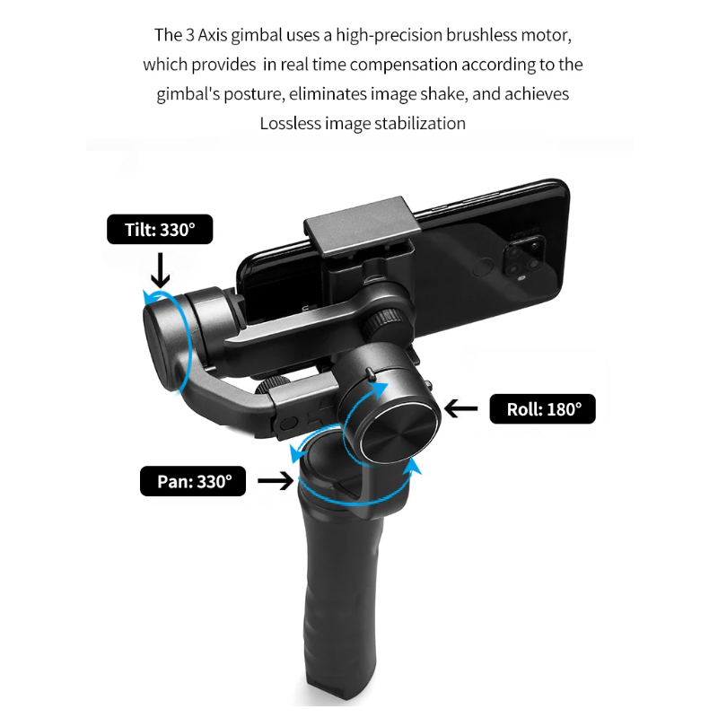F6 3 Axis Gimbal Handheld Stabilizer Smooth Video Recording Smartphone Photography Action Camera Stabilizer