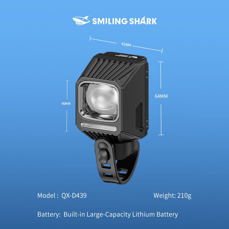 SMILING SHARK EVO1700 Bicycle Headlight USB-C Rechargeable Waterproof Multi-Mode LED Bike Lights