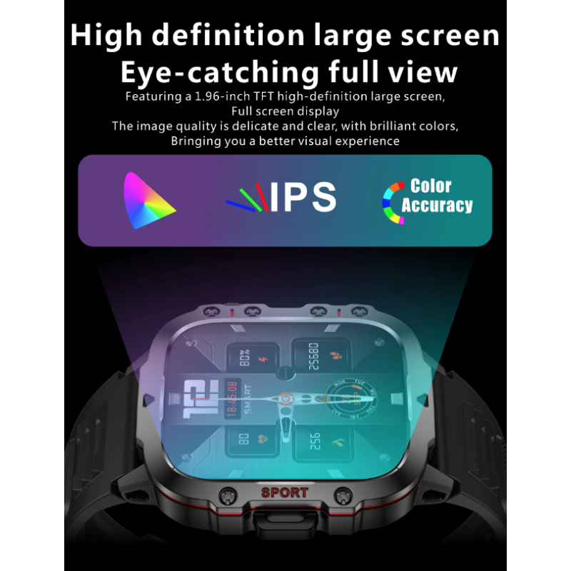 QX11 Smart Watch Men IP68 5ATM Outdoor Sports Fitness Tracker Health Monitor 1.96