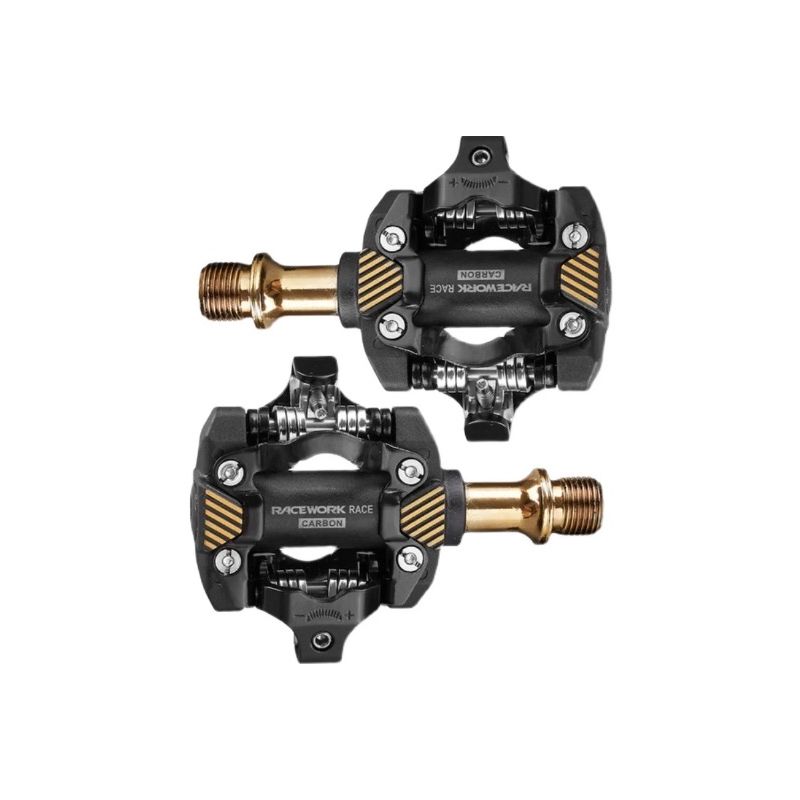RACEWORK MTB Pedal Self-Locking SPD Durable Lightweight Carbon Chrome Steel for Mountain Bike Trail Riding