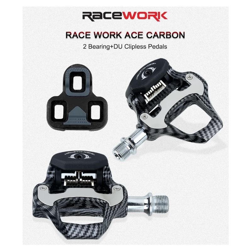 RACEWORK Road Bike Pedal Ultra Light Carbon Fiber Self-Locking SPD Keo Compatible Ideal for Cycling Enthusiasts