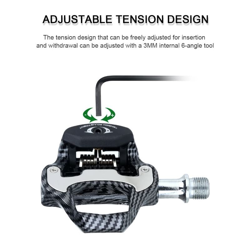 RACEWORK Road Bike Pedal Ultra Light Carbon Fiber Self-Locking SPD Keo Compatible Ideal for Cycling Enthusiasts