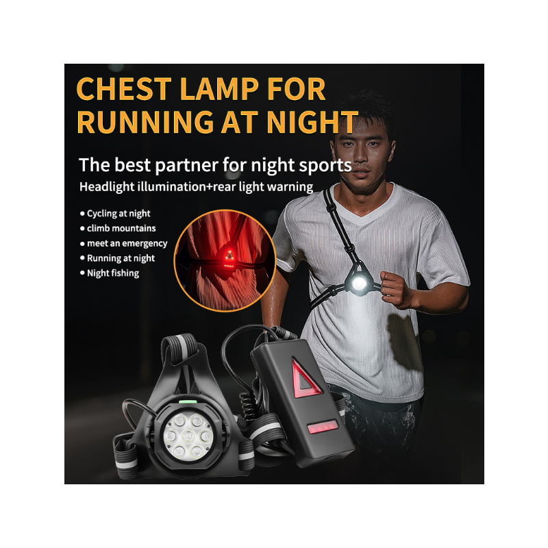 Outdoor Night Running Lights LED Chest Light Back Warning Light 90° Adjustable Beam Angle Waterproof Ultra Bright SafetyLamp 