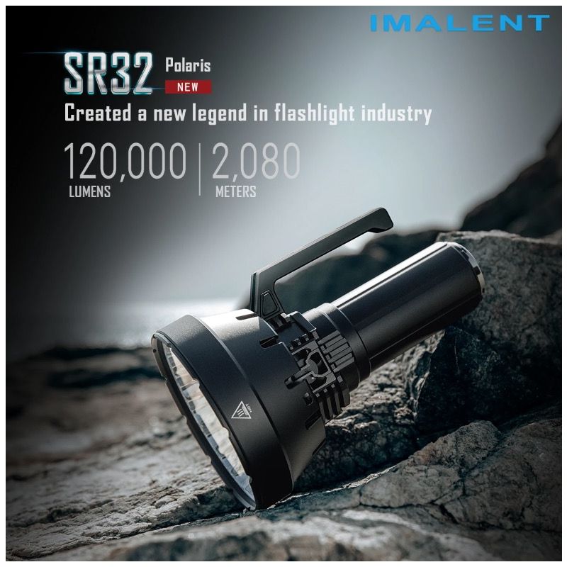IMALENT SR32 120000 Lumens Powerful Flashlight for Outdoor Lighting Beam Distance 2080m Durable Rechargeable