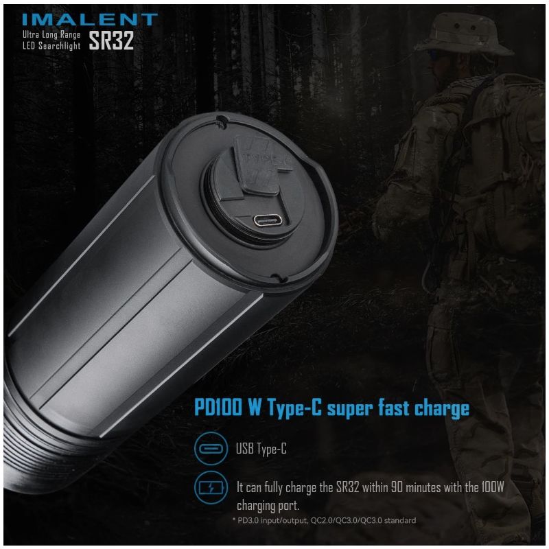 IMALENT SR32 120000 Lumens Powerful Flashlight for Outdoor Lighting Beam Distance 2080m Durable Rechargeable